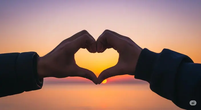 'Hands forming a heart, symbolizing trust in a long-distance relationship.'