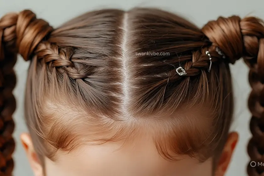 Windproof braided pigtails styled tightly with neat sections and a clean part.