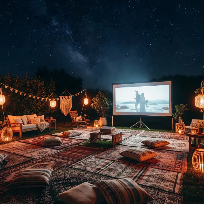 Boho Backyard theater idea