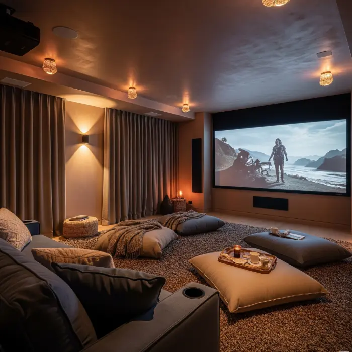 Faimly hangout home theater setting