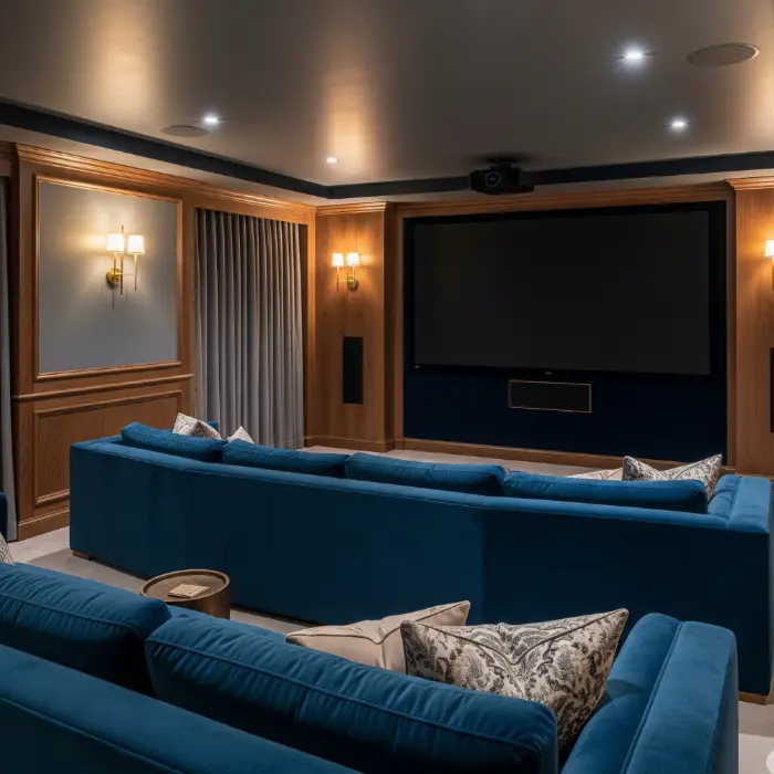 Luxury lounge home theater setting