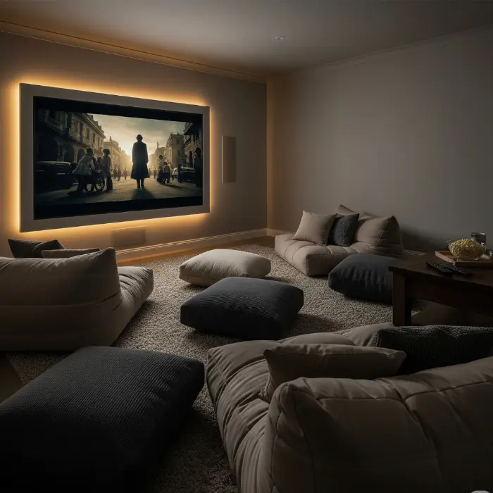 Minimalist home cinema setup