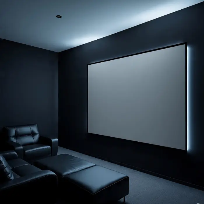 Modern Cinema style Black and Grey home theater