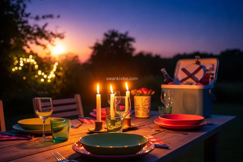 Summer essentials like citronella candles, outdoor dishes, and a picnic cooler