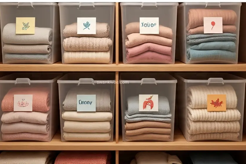 Proper decor storage using padded containers and holiday organizers