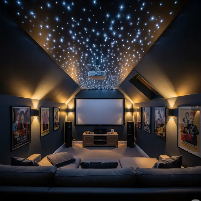 Star ceiling home theater setup