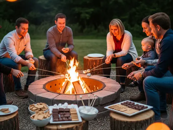  A fire pit surrounded by people