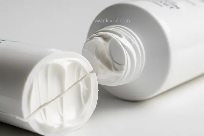 A cut-open tube of moisturizer revealing remaining product inside.
