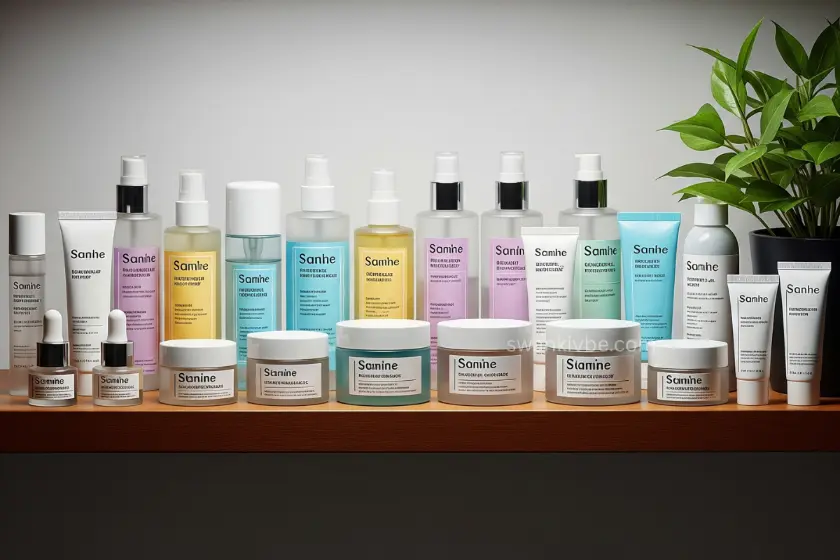 Skincare products organized neatly on a shelf away from sunlight.