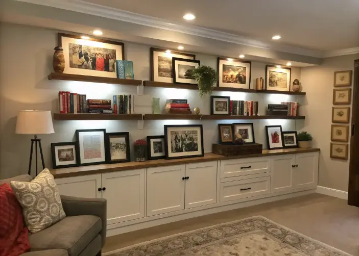  Personal gallery wall turning a blank space into a storytelling corner in the living room.