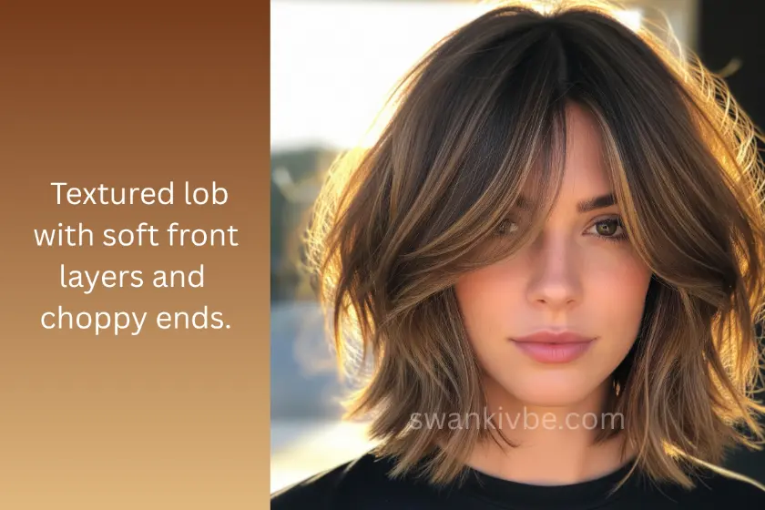 Face-framing lob with shaggy texture to lift thin hair.