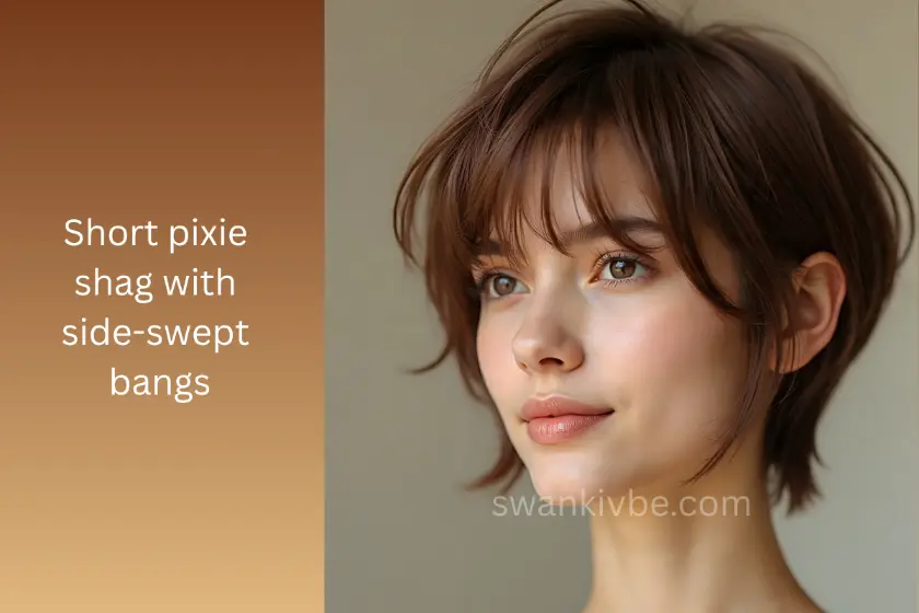 Pixie shag haircut with messy layers to boost thin hair.