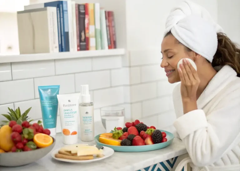woman doing skincare aesthetic rituals