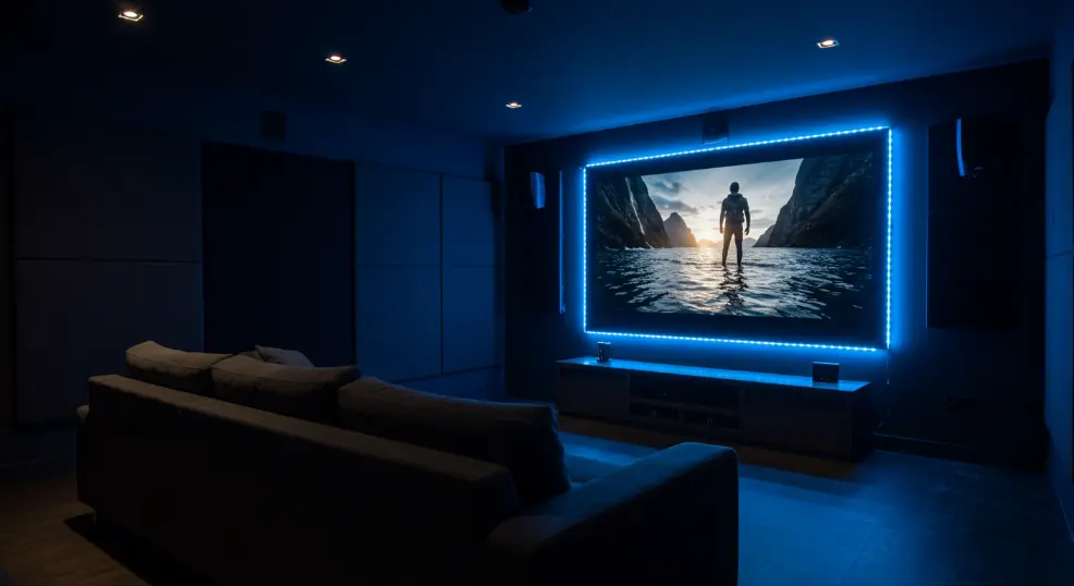 LED LIGHT AND PROJECTOR AND LIVING ROOM.
