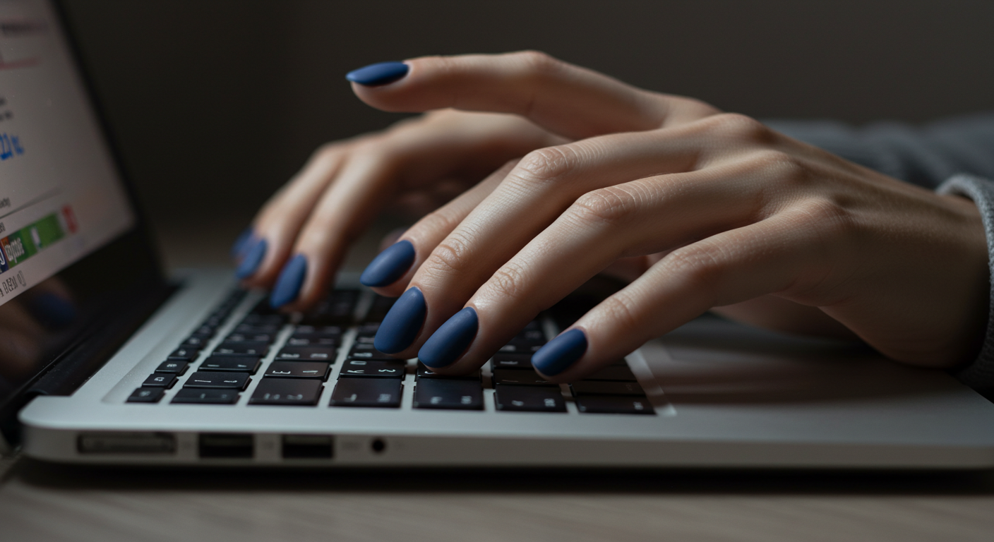  Elegant nails painted with a matte finish.