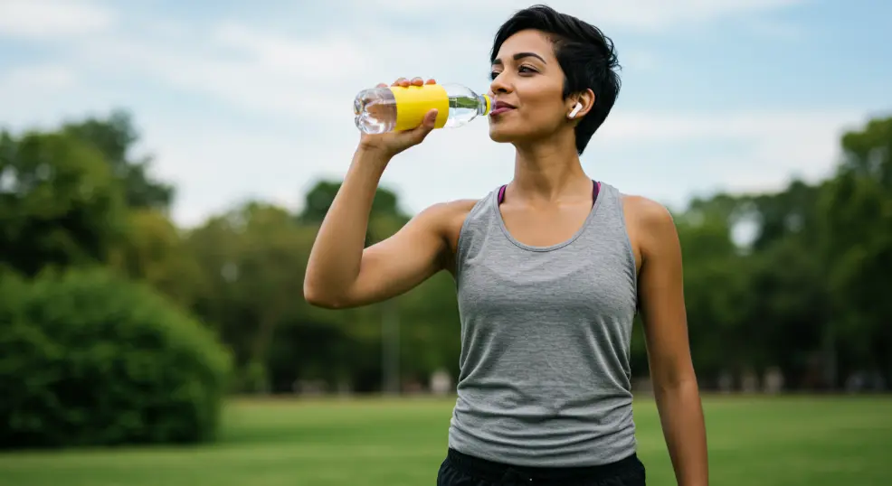 Staying hydrated and exercising for healthy skin.
