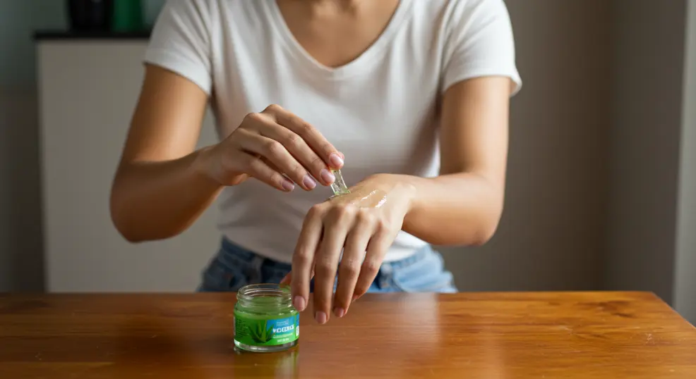  Aloe vera used as a natural skincare option.