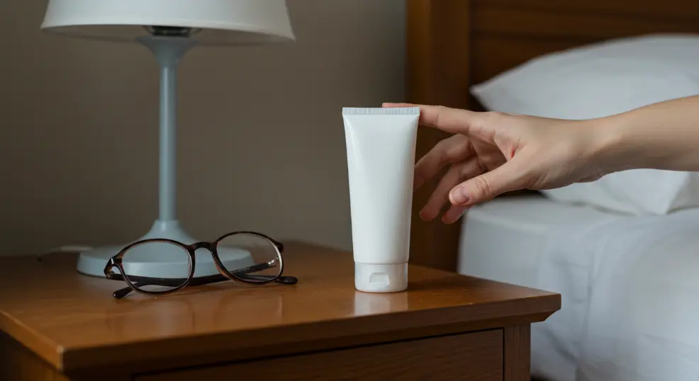 Hand cream ready to be applied during a daily routine.
