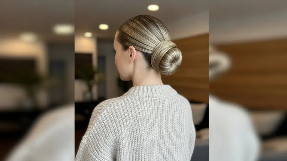  Low manipulation hairstyle protecting hair in winter.